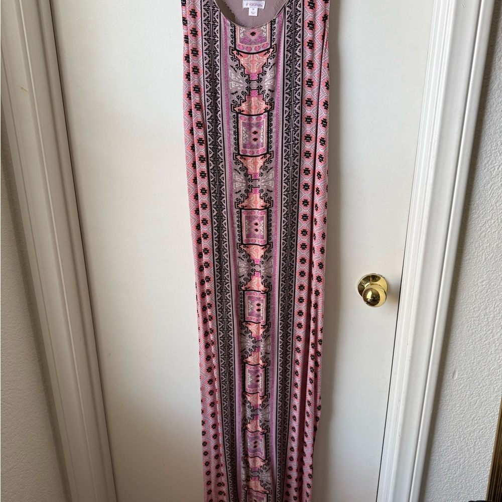 Pink and Black Patterned Maxi Dress